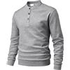 Harbrosrce Felpa Uomo in Pile Henley con Bottoni Maglione a Maniche Lunghe Senza Cappuccio Microfleece Sweatshirt per Inverno Autunno Primavera
