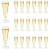 HULAGU 20 Pezzi Flute da Champagne 150ml Bicchieri da Champagne in Plastica con Glitter Dorati Calici da Vino Champagne Spumante Calice Riutilizzabili per Feste Compleanni Matrimoni Natale Capodanno