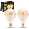 Aigostar - Lampadina LED E27 4W, Luce Calda 1800K, 320 Lumen, Decorativa: Diamante, Lampadina Vintage Tipo Edison Con Filamento, Colore Ambrato, Non dimmerabile, Confezione da 2 Pezzi
