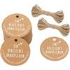 G2PLUS 100 PCS Etichette Regalo rotonde da 5 cm, Etichette Kraft Etichette Cartellini con un cuore di grazie, Rotonde Etichette con cordino di iuta da 20 m, per bomboniere, artigianato