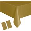 YAAVAAW 2 tovaglie usa e getta in oro, 137 x 274 cm, per feste, rettangolari, tovaglia usa e getta, in plastica, per picnic, baby shower, matrimoni, Natale, feste di compleanno