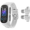 fohapfam Smart Watch con Auricolari Bluetooth, Touch Controlli di Fitness Tracker, Tracker Sportivo con frequenza cardiaca di Ossigeno nel Sangue Monitoraggio del Sonno Chiamata Controllo delle Foto,Bianca