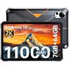 FOSSiBOT DT1 LITE Rugged Tablet Android 13-10,4 FHD+ 2K Tablet, 11000mAh Batteria Tablet PC robusto, (4+3) 7GB RAM + 64GB ROM (TF 1TB), 13MP Camera, IP68 Wasserdicht Tablet /5G WiFi/OTG/GPS/Face ID