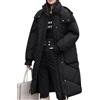 Onsoyours Piumino Invernale da Donna Caldo Giacca Trapuntato Antivento Giubbotto Lungo Maniche Lungo Giacca Parka Outwear Piumini Cappotto con Cappuccio B Nero XXL