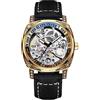 RORIOS Orologio Meccanico da Uomo Tourbillon Scheletrato Orologio da Polso Impermeabile Automatio Orologio Vintage Quadrato con Cinturino in Pelle Luminosi oro nero