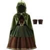 ReliBeauty Costume da Arciere per Ragazze Costume da Cacciatrice per Bambina con Mantello Vestito Verde, 11-12 anni(150 cm)