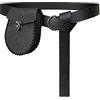 HiiFeuer Cintura ad anello medievale in rilievo con sacca per cintura nordica in rilievo, Set di cintura e marsupio in finta pelle vintage per il GRV(nero A)