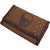 myledershop Portafoglio grande in pelle di bufalo, da donna, con motivo teschio e protezione RFID e NFC, cognac, taglia unica, Personalizzabile