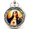 Unendlich U Infinite U Retro Cattolica Beata Vergine Maria Argento Hollow Scheletro Meccanico Orologio da Tasca