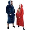 apolliner Coperta con Maniche e Cappuccio - Coperta Pile Super Morbida, Calda, Coperta Indossabile da Regalare a Uomo, Donna,Risparmia sui costi di riscaldamento Blu 46,XL