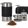 Handpresso Travel Press | Caffettiera portatile outdoor con caffè box y borsa | French Press di viaggio in acciaio inossidabile a doppia parete | 0,35 litri (2/3 tasse) | filtro di ricambio