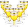 LATERN 50 Pezzi Bicchieri da Vino con Bordo in Dorato, 170ml Bicchieri da Degustazione in Plastica Bicchieri da Vino per Feste con Gambo Riutilizzabili per Whisky Champagne Birra Cocktail Martini