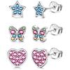 ORAZIO 3 Paia Di Orecchini A Perno Piccoli In Argento 925 Per Ragazze Bambini Farfalla Cuore Stella Cubo Zircone Cartilagine Set Di Orecchini A Perno Per Donne Bambini Ipoallergenici B