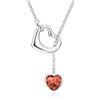 Qings Collana Cuore Donna Argento 925 Granato Collana Ciondolo a Cuore Pietra Portafortuna Gennaio Birthstone con Zirconia Brillante Natale Compleanno Gioielli Regalo per Ragazze Madre Figlia