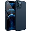 JETech Cover Silicone per iPhone 12 Pro Max 6,7 Pollici, Protettiva per Tutto il Corpo Morbida al Tatto, Custodia Antiurto con Fodera in Microfibra (Navy)