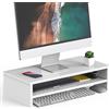 FITUEYES Supporto Monitor Supporto per Monitor in Legno L54xW25,5xH14cm (Bianco) DT205405WW