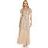Adrianna Papell Floral Beaded Godet T-Shirt, Beige(Beige (Taupe/Pink), Taglia Produttore: 14 Donna