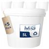 MIG Secchiello in plastica bianca da 5 litri con coperchio, impilabile, multifunzionale