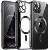 JETech Cover Trasparente Morbida per iPhone 12 Pro Max 6,7 Pollici, Obiettivo per Fotocamera Protezione Completa, Compatibile con MagSafe Ricarica Wireless, Custodia Placcatura con TPU (Nero)