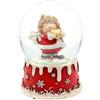 Dekohelden24 Palla di neve con gioco - Angelo con cuore - su base innevata, melodia: Oh du Allegri, L/H/Ø sfera 10 x 10 x 15 cm Ø 10 cm.
