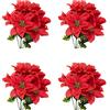 JYCAR - Bouquet di poinsettia artificiale, in seta, motivo floreale, con fiori di Natale e fiori rossi, per decorare la casa, albero di Natale, 4 pezzi