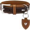 HUNTER Tara, Collare in Pelle per Cani, Cuoio Bulgaro, Robusto, Resistente agli Agenti Atmosferici, 60 M-L, Color Cognac e Marrone Scuro