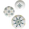 Guzzini - SORRENTO Set 6 Posti Tavola, 6 Piatti Piani, 6 Piatti Fondi, 6 Piatti Frutta, Confezione Regalo - Decoro 6, 29 x 29 x h27,3 cm - 19580652
