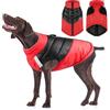 TOPSOSO Cane Cappotto Invernale Impermeabile Giacca Calda per Cani di Media Grande Taglia Accogliente Gilet Invernale Antivento Medio con Collare Alto Riflettente Zip Up Abbigliamento Animale Esterno, Rosso