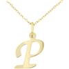 forme di Lucchetta - Ciondolo Lettera P Iniziale Nome in Oro Giallo 9 carati - Catenina d'oro 45cm, Collane d'Oro Vero per Regalo Donna Ragazza