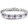 Gulicx, bracciale Tennis, argento/oro, con 5 cristalli ovali rubino/zaffiro/ametista color viola/bianco/blu/rosso, base metal, colore: purple, cod. L113c