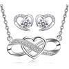 LYL.Adorer Parure Gioielli per Donna Ragazze, Argento 925, Collana e Orecchini Set Infinito Cuore, Regalo Natale Compleanno Festa Della Mamma