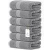 White Classic Asciugamani bianchi classici di qualità per hotel di lusso, 100% cotone egiziano a cerchietto, 650 g/m², 40x76 cm, grigio chiaro, confezione da 6