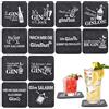 APOMOONS Set di 12 Sottobicchieri in Vetro Con Scritta in Lingua Inglese 'Gin Tonic' - Sottobicchieri in Feltro per Bicchieri