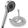 Netinpeater Portatile Soffione doccia con Tubo 2m, Soffione doccia grande con 5 tipi di getto, Doccino per doccia a pannello grande da 120 mm (Con tubo da 2M)