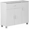 WOHNLING Credenza JARRY Bianco Opaco con 1 cassetto e 3 Porte 90 x 75 x 30 cm | Cassettone Design | Cabinet dispensa-Piano con Maniglie