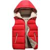 AIEOE Gilet invernale per ragazzi e ragazze, piumino smanicato, caldo, antivento, con cappuccio, Rosso, 13-14 Anni