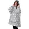 Novia Fluffy Plaid Felpa con Cappuccio, Coperta indossabile Donna Vestaglia Giacca Oversize Uomo Invernale Molto Calda in Pile e Interno agnellato Taglia Unica Stelle Grigio