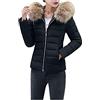 Vagbalena Giacca donna moda giacca calda giacca corta invernale con cappuccio moda impermeabile giacca calda da sci giacca calda da neve giacca da montagna (Nero,XXL)