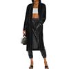 R.Vivimos Autunno Inverno Donne Velluto Giacche Manica Lunga Loose Fit Giacca Calda Casual Lungo Cardigan Con Divisione Laterale(XL,Nero)
