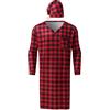 Generico Camicia Da Notte Invernale Pigiama scozzese da uomo primaverile e autunnale T-shirt allungata con bottoni larghi scollo a V manica lunga con cappello Pantaloni Pigiama 3xl Tute Lasa (Red, L)