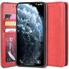 Sinyunron Cover LG Q60 Custodia in Pelle PU,Flip Case Wallet Cellulare Caso LG Q60 Cover a Libro per LG Q60 Portafoglio in Pelle Retrò(Rosso)