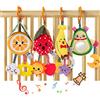 TUMAMA KIDS TUMAMA Giochi Sonaglio Per Neonato 0 3 4 6 9 12 Mesi, Gioco Montessori Sensoriali Per Neonati Passeggino Accessori Con Campana, Peluche Frutta Giocattoli Per Auto Culla Femmina Maschio Regalo (4pcs)