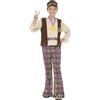 SMIFFYS Costume Hippie, da ragazzo, multicolore, con top, gilet attaccato, pantaloni, medaglia