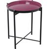 DRW Tavolino ausiliario in Metallo smaltato in Rosa Scuro e Nero, Medidas: 50x50x52 cm