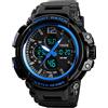 TONSHEN Grande Analogico Quarzo LED Tre Tempo Uomo Sportivo Orologi da polso Impermeabile 50M Allarme Cronometro Data Outdoor Militare Tattico Digitale Orologio da Plastica (Blu)