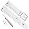 OliBoPo Cinturino per orologio Swatch con fibbia in acciaio inox e pelle bovina con fiore alligatore (19 mm, bianco)