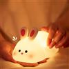 URAQT Luce Notturna Bambini, Silicone Lampada Notturna con Sensore Tattile, Coniglio Carina Luci Cameretta Bambini con Funzione Timer 30 Minuti, Dimmerabile e Ricaricabile, per Bambinis Neonato Regalo