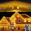 Micacorn Solare Tenda Luminosa, 5M Impermeabile Tenda Luci, 0.8Mx32 Pcs Tenda Catena Solare 8 Modalità 256 LED Catene Luminose con Telecomando per Natale Wedding Party Decorazioni Luminose