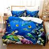 EHAOKK Set di biancheria da letto con animali marini 3D, delfino, pesce tropicale, corallo, copripiumino vita marina, copripiumino mondo subacqueo blu per bambini(C, 200 x 200 cm)