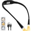 URAQT Lampada LED da Lettura, Luce per Lettura a Letto, Ricaricabile Collo Lampada da Lettura, 3 Colori, Dimmerazione Continua, Bracci Pieghevoli, Lampada Lettura per Studio, Letto, Viaggi, Lavoro